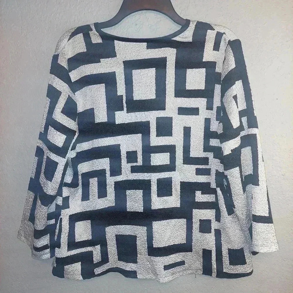 ALLISON DAILEY 3/4 SLEEVE Black & White Print Jacket Women's Size 8p - Picture 2 of 7